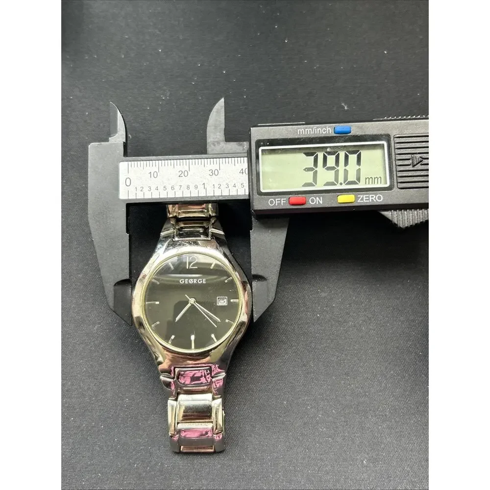 George Silver Tone Black Dial Quartz Watch